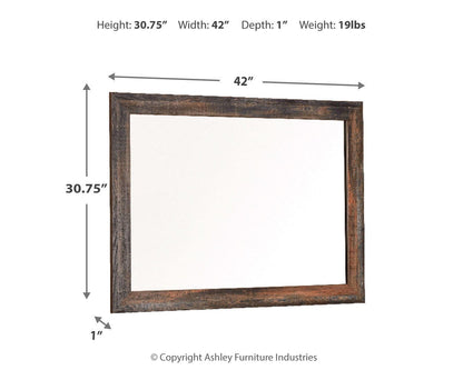 Drystan Bedroom Mirror - B211-36 - approximate manufacturer dimensions (supplier image 3)