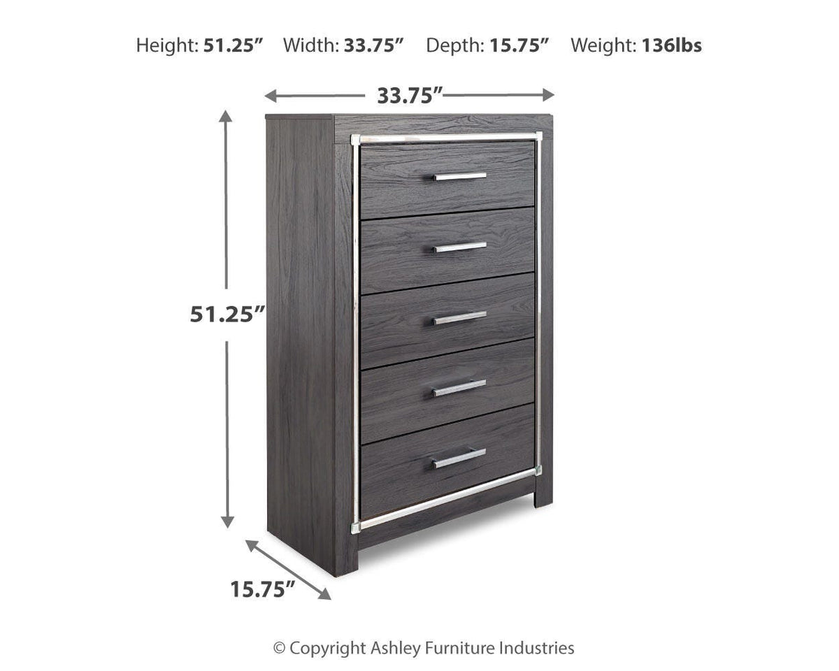 Lodanna Chest of Drawers - B214-46 - approximate manufacturer dimensions (supplier image 3)