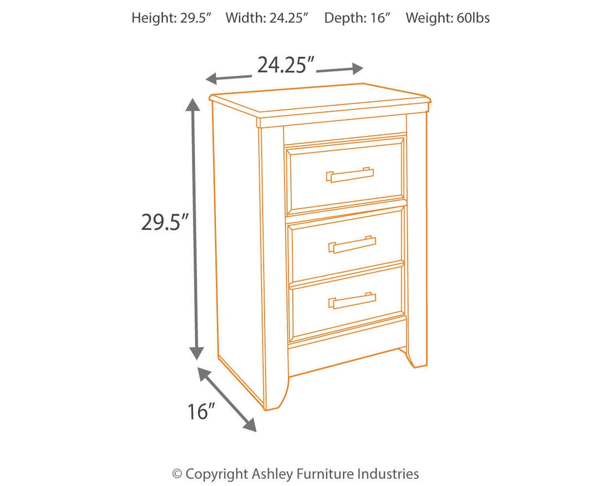 Juararo Nightstand - B251-92 - approximate manufacturer dimensions (supplier image 8)