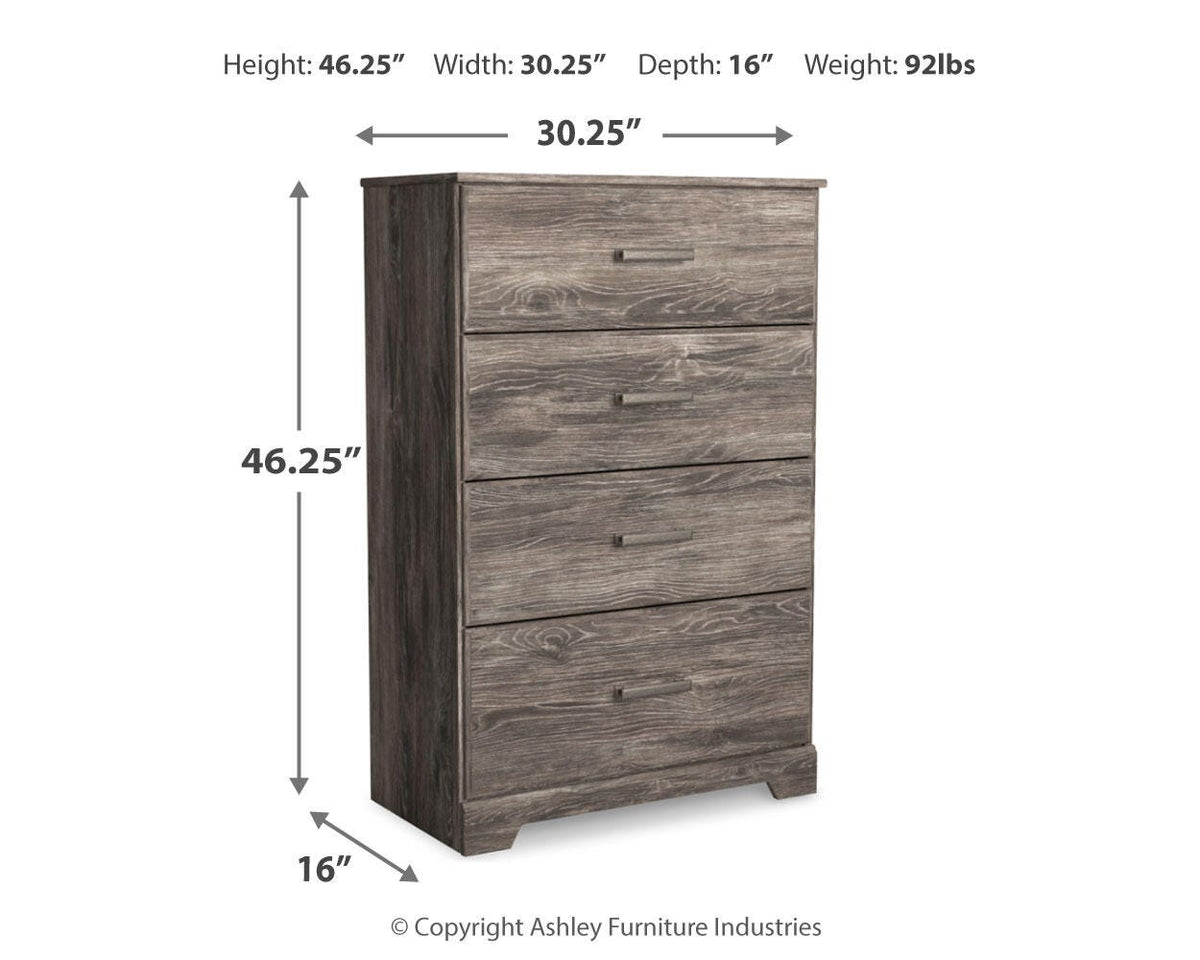 Ralinksi Chest of Drawers - B2587-44 - approximate manufacturer dimensions (supplier image 6)