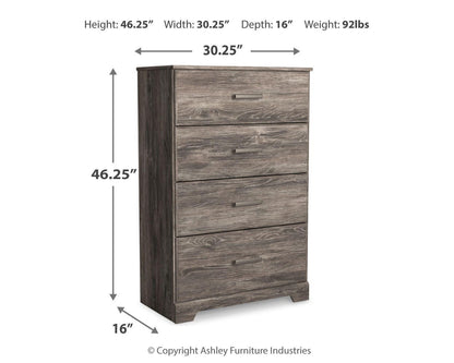 Ralinksi Chest of Drawers - B2587-44 - approximate manufacturer dimensions (supplier image 6)