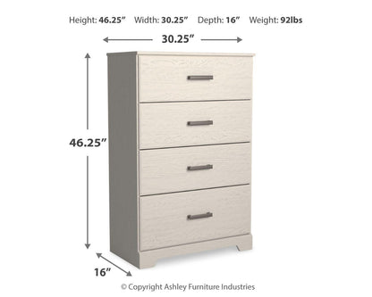 Stelsie Chest of Drawers - B2588-44 - approximate manufacturer dimensions (supplier image 6)