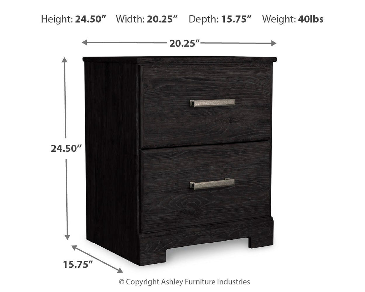 Belachime Nightstand - B2589-92 - approximate manufacturer dimensions (supplier image 3)
