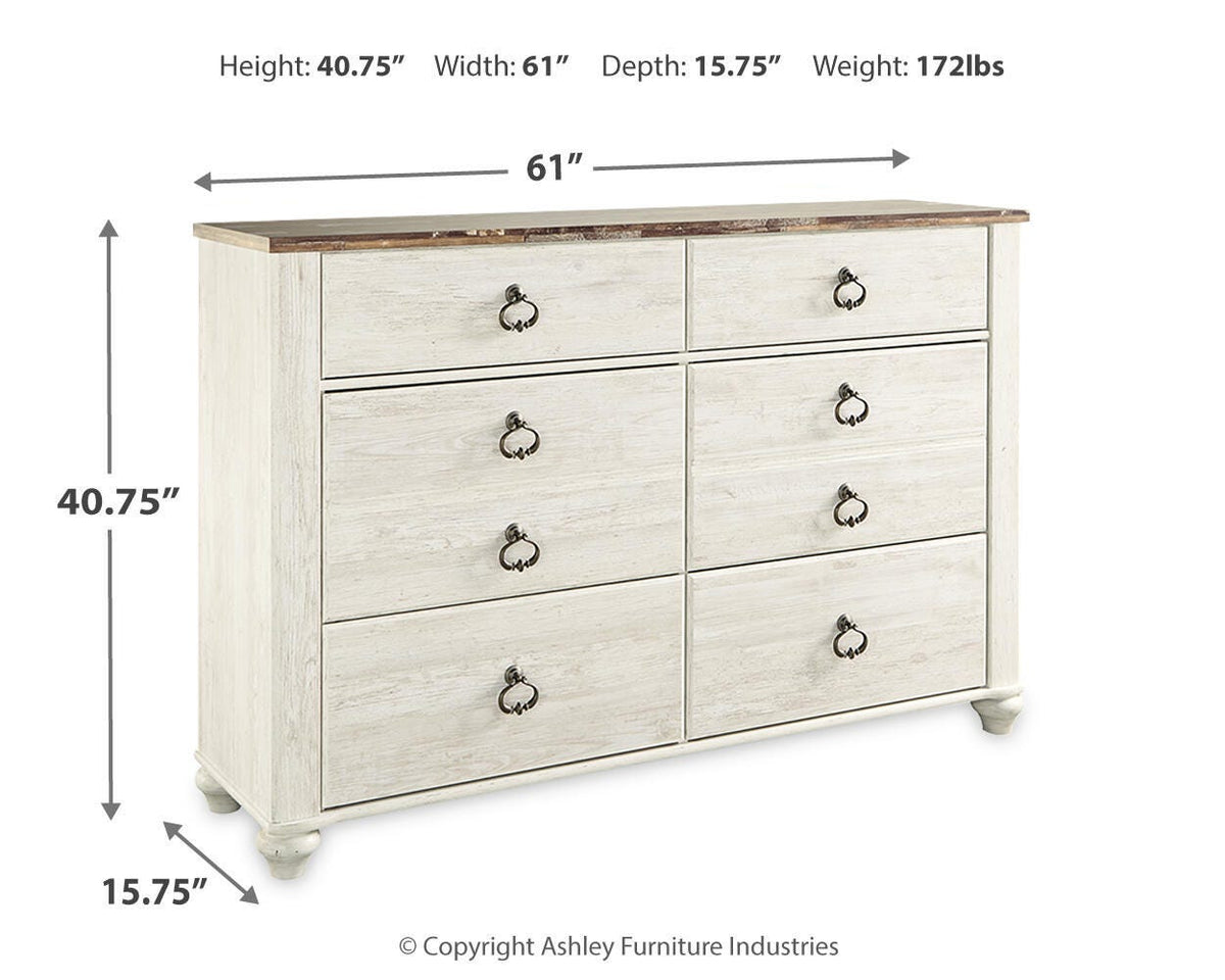 Willowton Dresser - B267-31 - approximate manufacturer dimensions (supplier image 8)