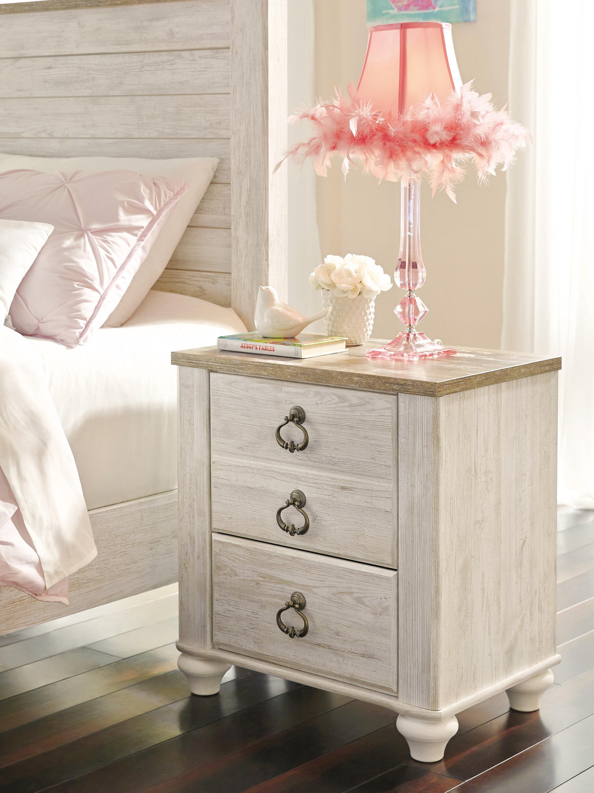 Willowton Nightstand - B267-92 - product view or room setting; only nightstand included (supplier image 3)