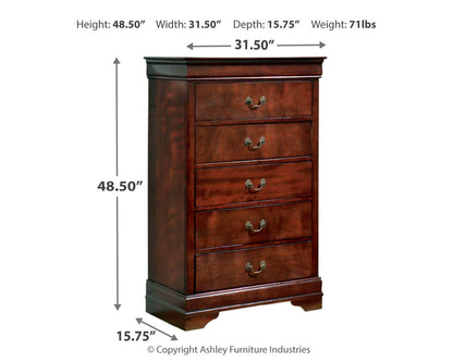 Alisdair Chest of Drawers - B376-46 - approximate manufacturer dimensions (supplier image 4)