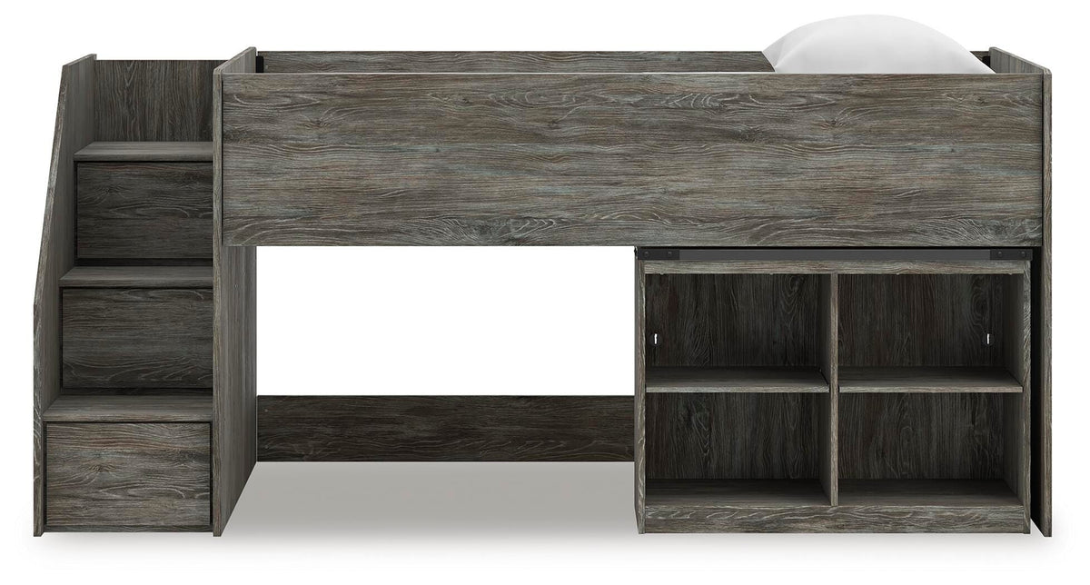 Frandern Loft Bed with Bookcase Storage