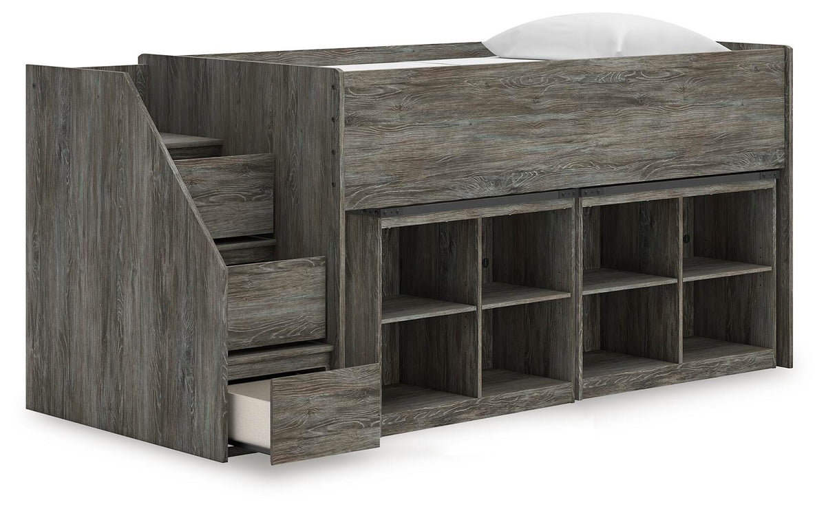 Frandern Loft Bed with Bookcase Storage