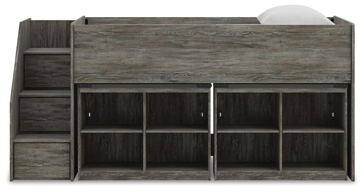 Frandern Loft Bed with Bookcase Storage