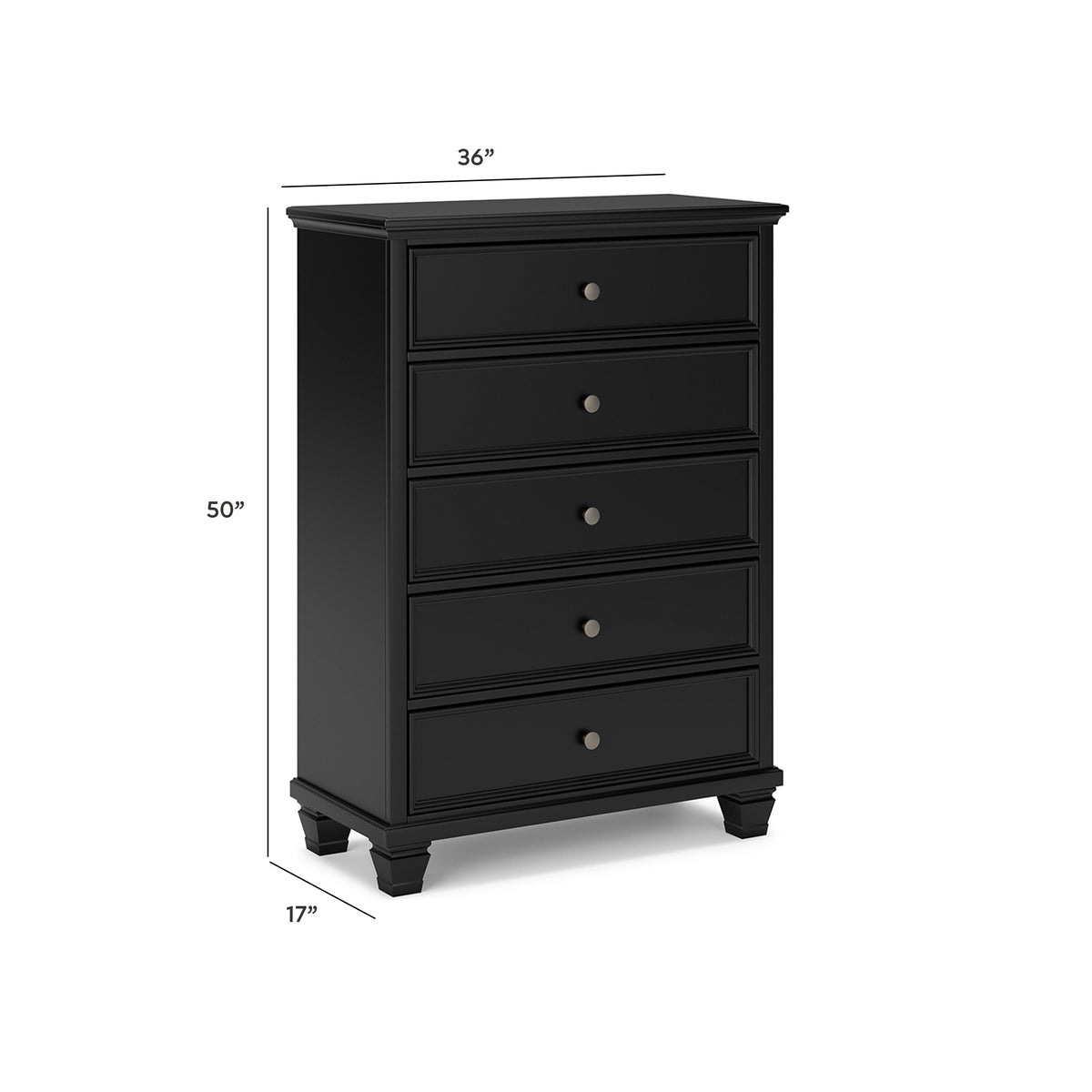Lanolee Chest of Drawers - B687-46 - approximate manufacturer dimensions (supplier image 10)
