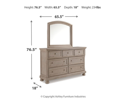 Lettner Dresser and Mirror - B733B1 - approximate manufacturer dimensions (supplier image 5)