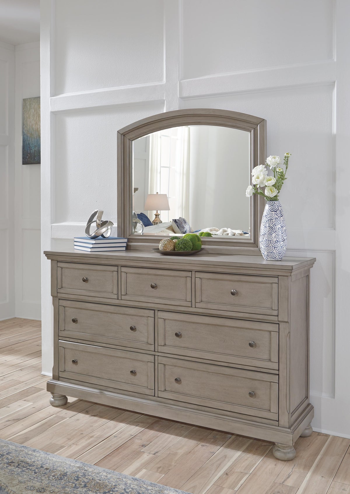 Lettner Dresser and Mirror - B733B1 - product view or room setting; dresser and mirror kit with included component views (supplier image 2)