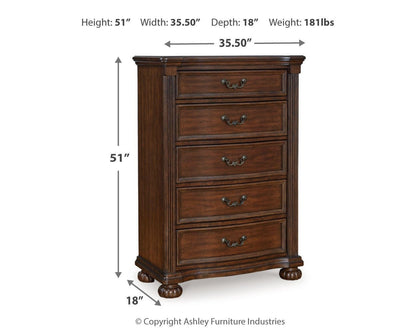 Lavinton Chest of Drawers - B764-46 - approximate manufacturer dimensions (supplier image 9)