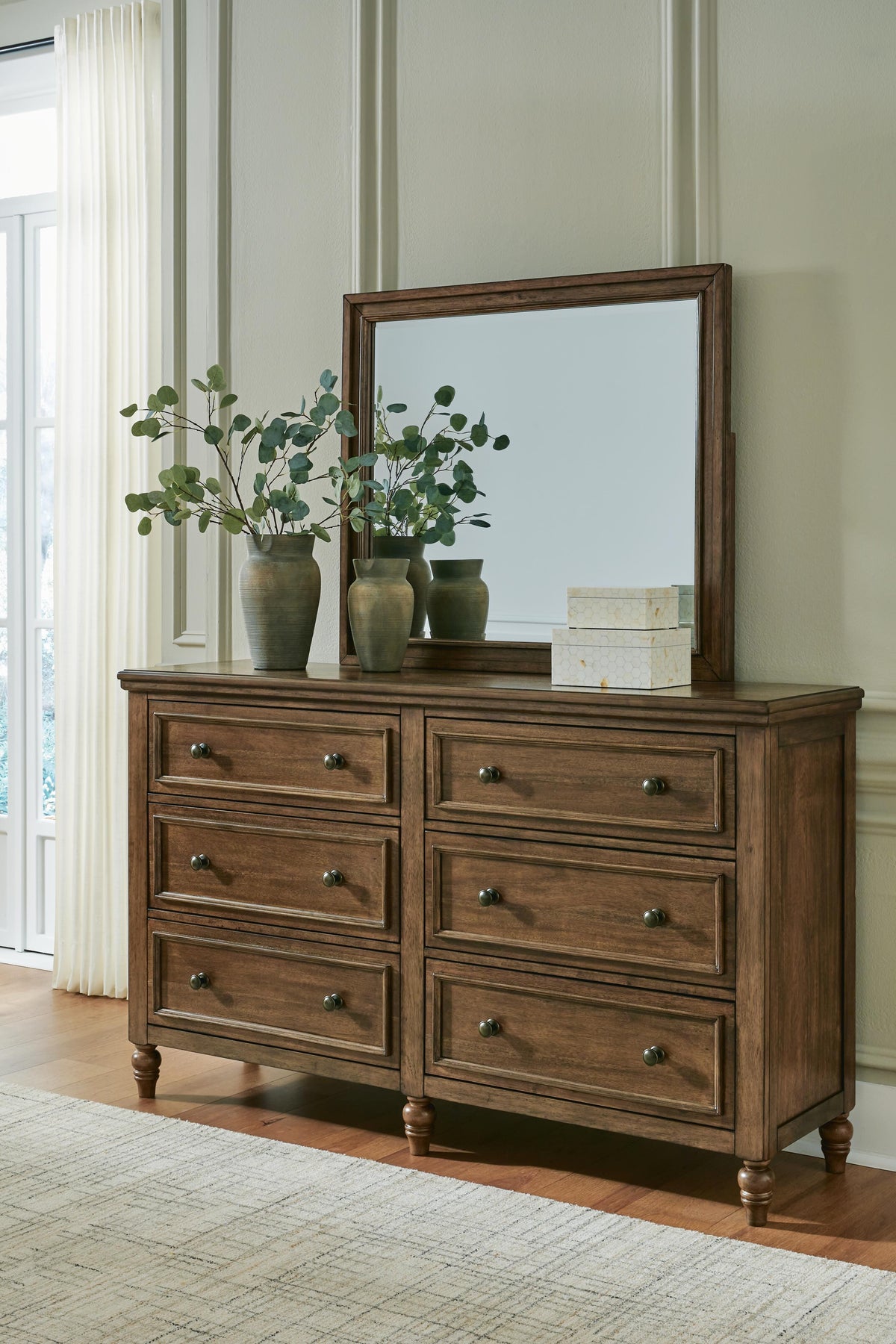 Sturlayne Dresser and Mirror - B787B1 - product view or room setting; dresser and mirror kit with included component views (supplier image 2)