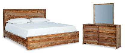 Dressonni Queen Panel Bed, Dresser and Mirror - B790B3 - product view or room setting; complete kit and included component views (supplier image 1)