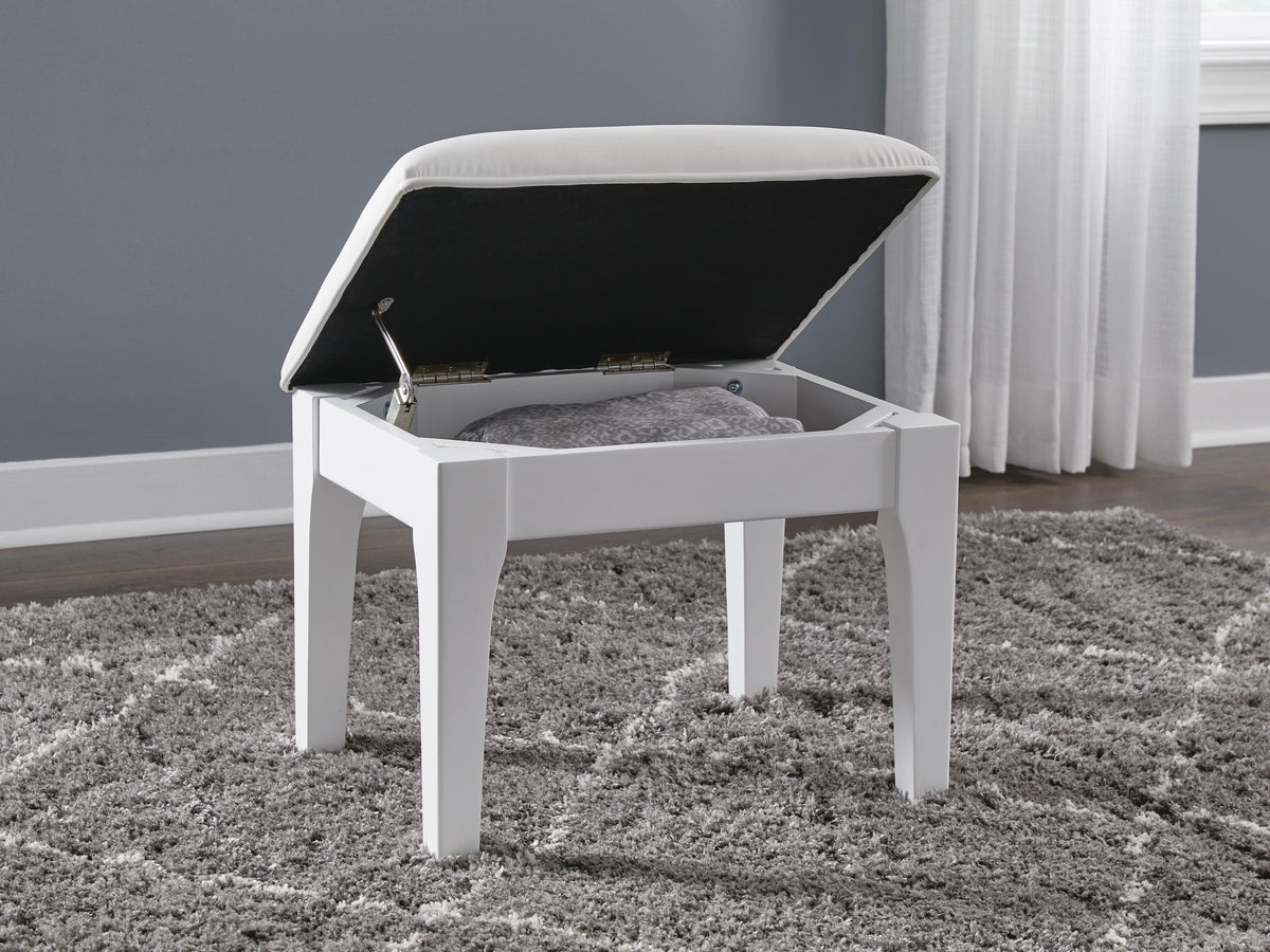Chalanna Vanity Stool - B822-01 - product view or room setting; only stool included (supplier image 6)