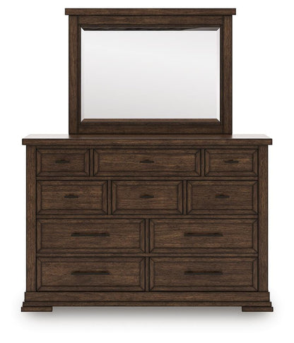 Taffenbrook Queen Panel Storage Bed, Dresser and Mirror - B849B3 - product view or room setting; complete kit and included component views (supplier image 2)