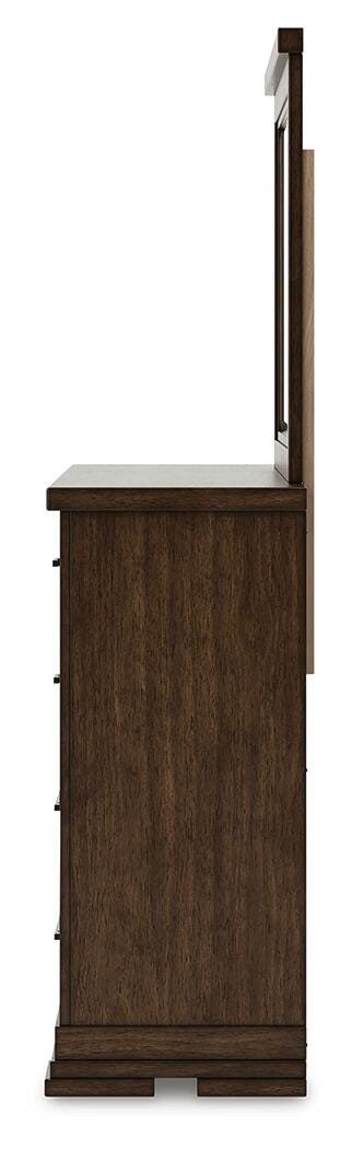 Taffenbrook Queen Panel Storage Bed, Dresser and Mirror - B849B3 - product view or room setting; complete kit and included component views (supplier image 7)