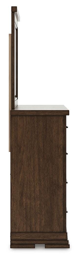 Taffenbrook Queen Panel Storage Bed, Dresser and Mirror - B849B3 - product view or room setting; complete kit and included component views (supplier image 5)