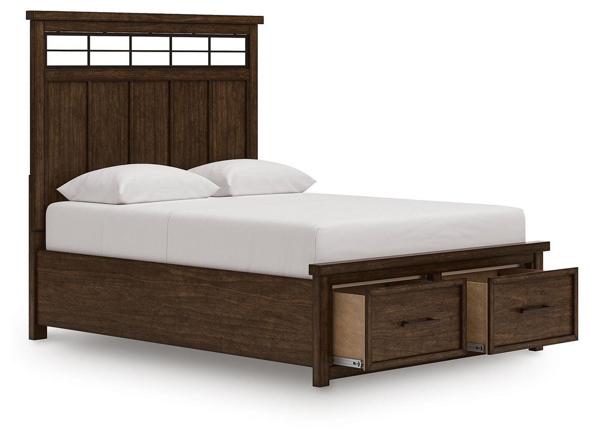 Taffenbrook Queen Panel Storage Bed, Dresser and Mirror - B849B3 - product view or room setting; complete kit and included component views (supplier image 11)