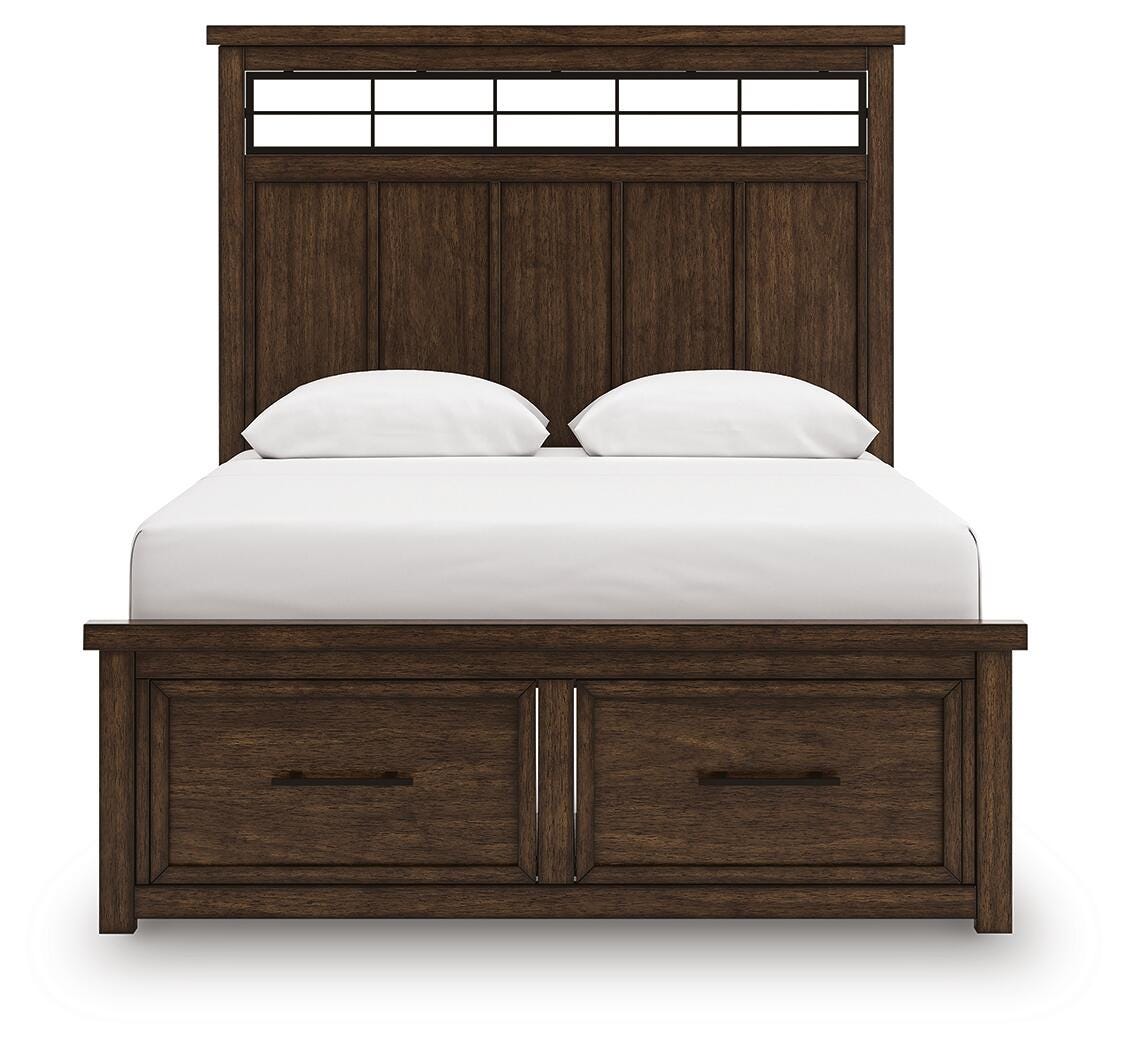 Taffenbrook Queen Panel Storage Bed, Dresser and Mirror - B849B3 - product view or room setting; complete kit and included component views (supplier image 9)