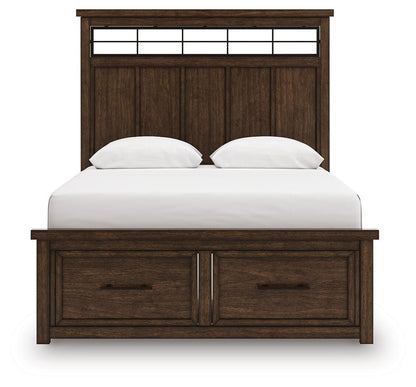 Taffenbrook Queen Panel Storage Bed, Dresser and Mirror - B849B3 - product view or room setting; complete kit and included component views (supplier image 9)
