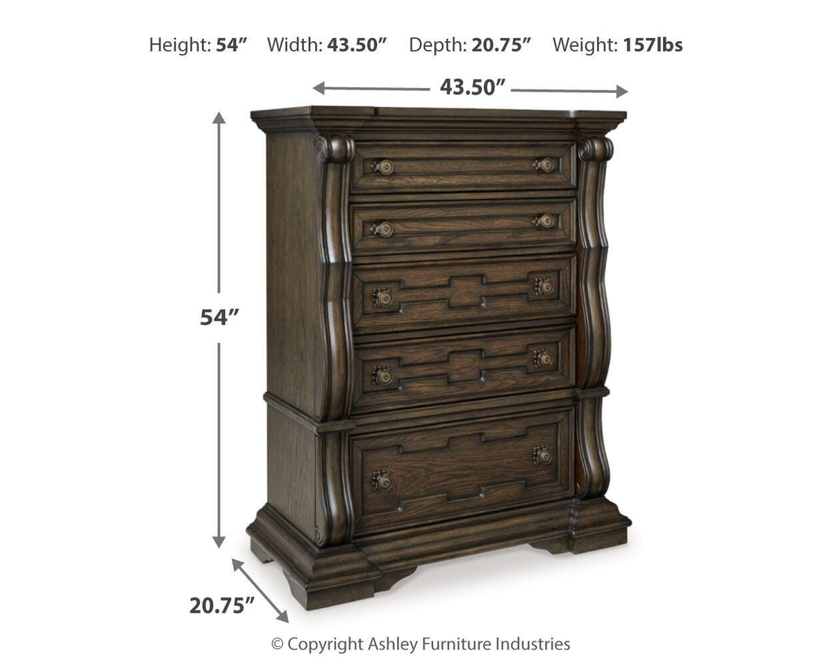 Maylee Chest of Drawers - B947-46 - approximate manufacturer dimensions (supplier image 10)
