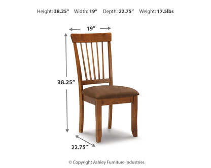 Berringer Dining Chairs (Set of 2) - D199-01X2 - approximate manufacturer dimensions (supplier image 6)