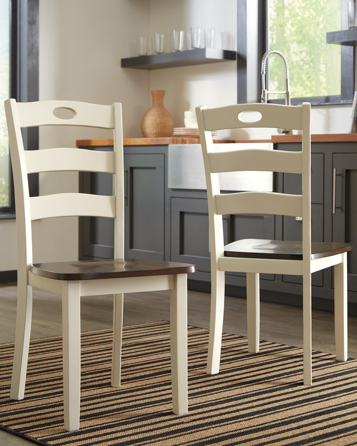 Woodanville Dining Chairs (Set of 2) - D335-01X2 - product view or room setting; set of 2; individual included-item views (supplier image 2)
