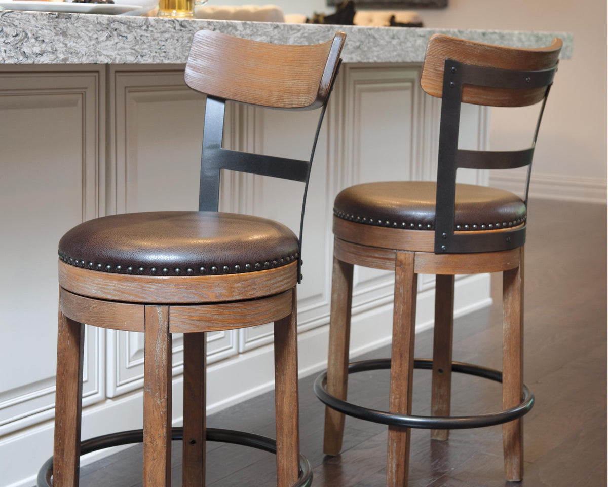 Pinnadel Bar Stools (Set of 2) - D542-124X2 - product view or room setting; set of 2; individual included-item views (supplier image 7)