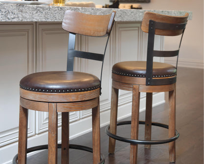 Pinnadel Bar Stools (Set of 2) - D542-124X2 - product view or room setting; set of 2; individual included-item views (supplier image 7)