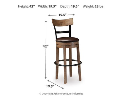 Pinnadel Bar Stools (Set of 2) - D542-130X2 - approximate manufacturer dimensions (supplier image 4)