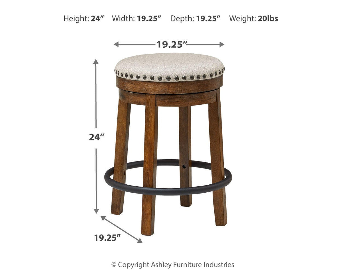 Valebeck Counter Height Stool - D546-124 - approximate manufacturer dimensions (supplier image 4)