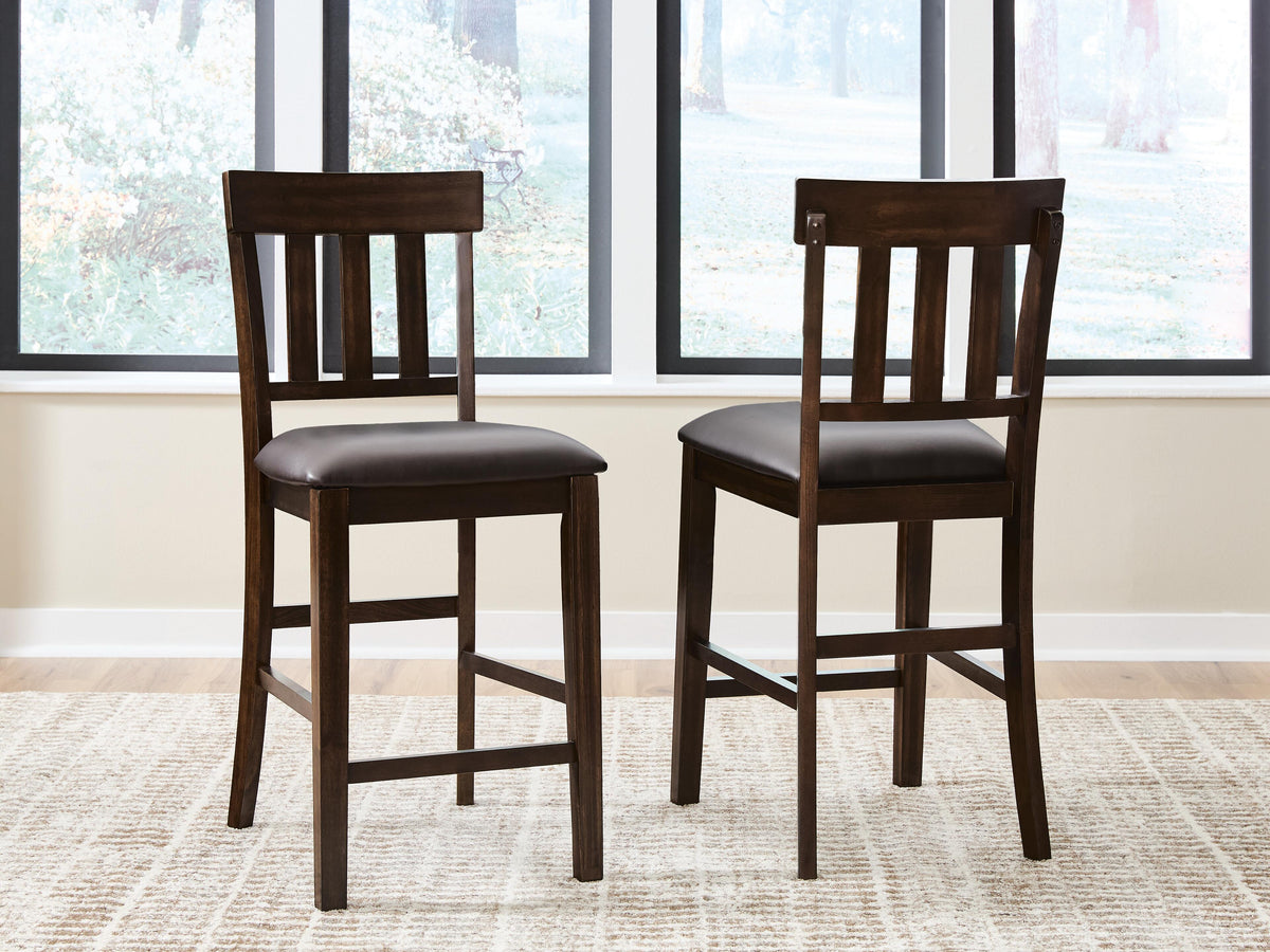 Haddigan Bar Stools (Set of 2) - D596-124X2 - product view or room setting; set of 2; individual included-item views (supplier image 2)