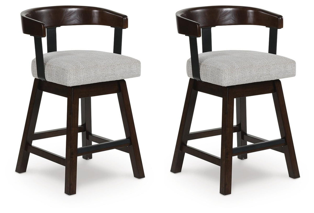 Haddigan Bar Stools (Set of 2) - D596-224X2 - product view or room setting; set of 2; individual included-item views (supplier image 12)
