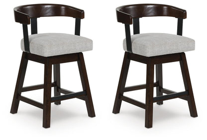 Haddigan Bar Stools (Set of 2) - D596-224X2 - product view or room setting; set of 2; individual included-item views (supplier image 12)