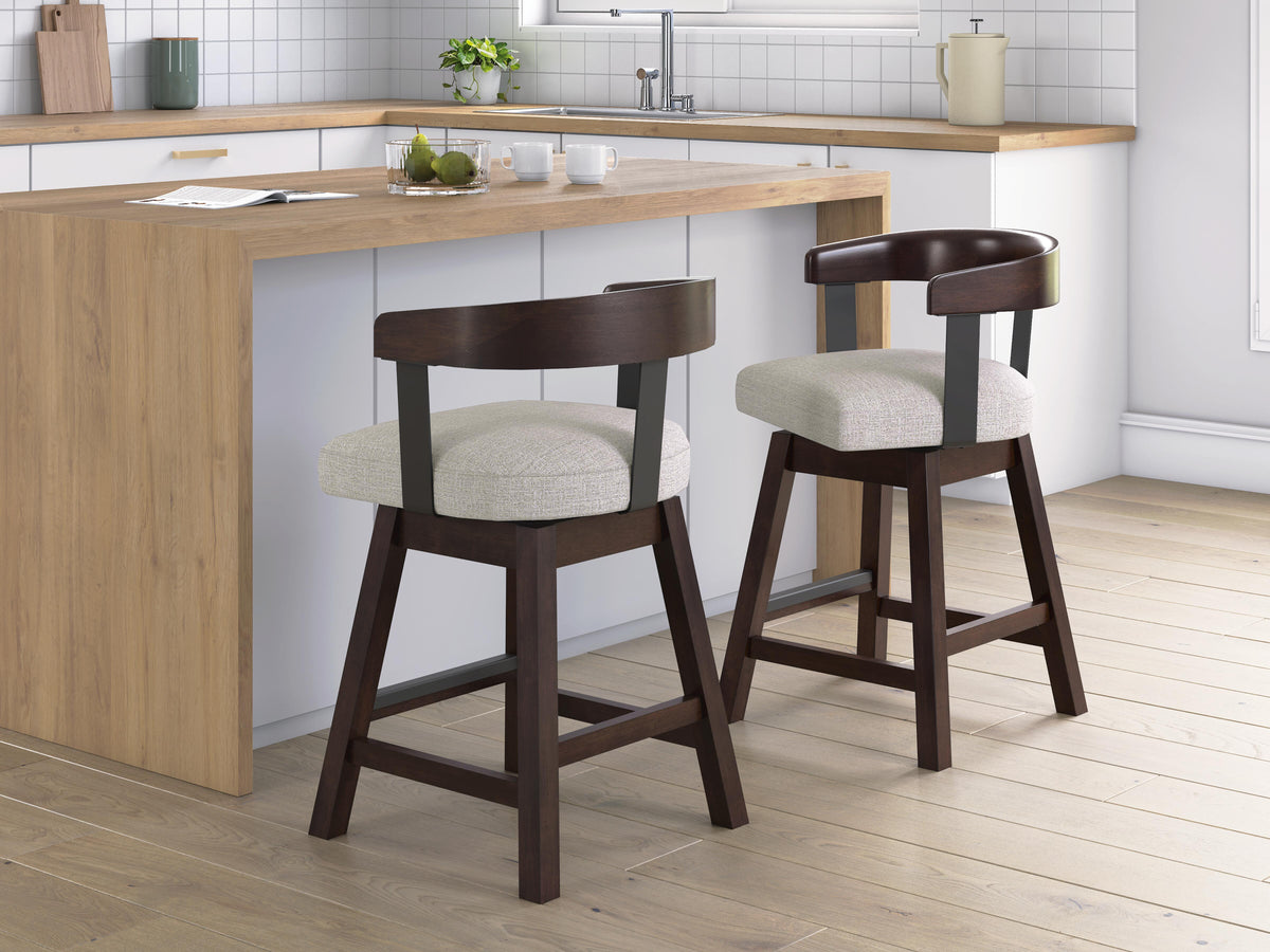 Haddigan Bar Stools (Set of 2) - D596-224X2 - product view or room setting; set of 2; individual included-item views (supplier image 19)