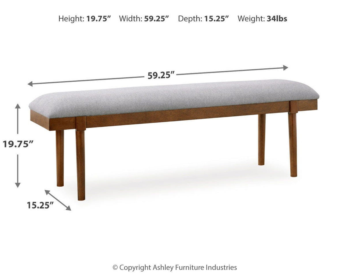 Lyncott 59" Upholstered Dining Bench - D615-00 - approximate manufacturer dimensions (supplier image 7)