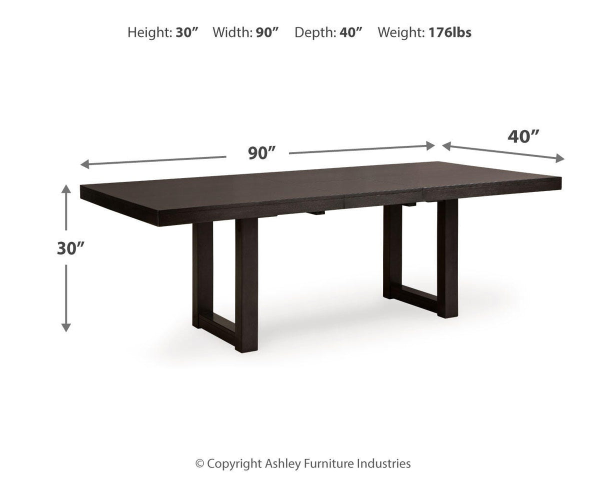 Neymorton Dining Extension Table - D618-35 - approximate manufacturer dimensions (supplier image 9)