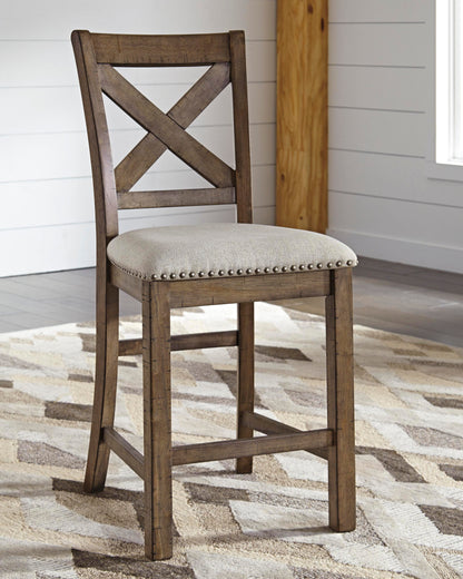 Moriville Bar Stools (Set of 2) - D631-124X2 - product view or room setting; set of 2; individual included-item views (supplier image 3)