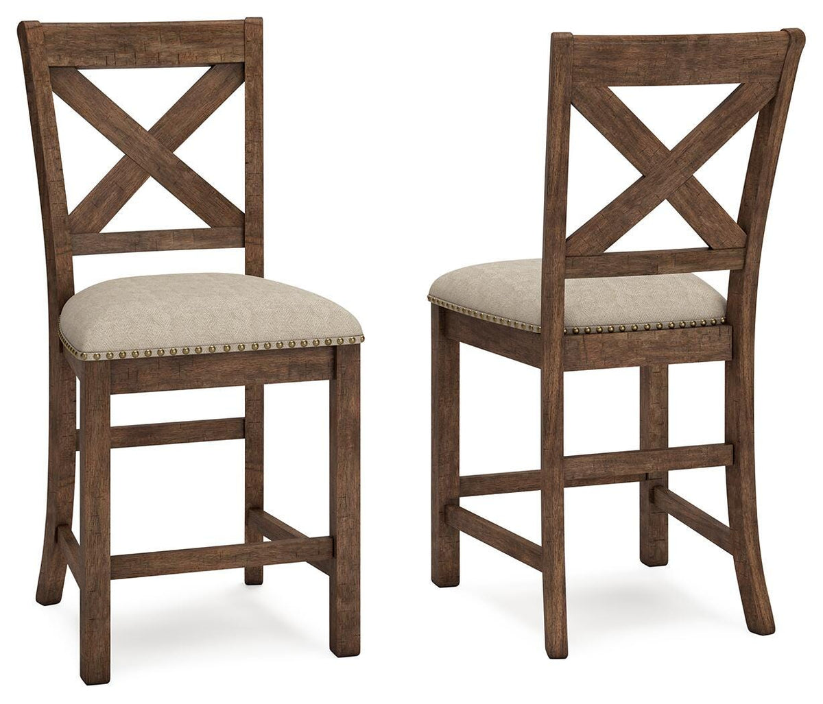 Moriville Bar Stools (Set of 2) - D631-124X2 - product view or room setting; set of 2; individual included-item views (supplier image 1)