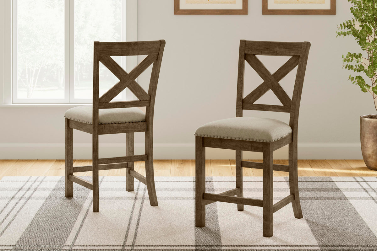 Moriville Bar Stools (Set of 2) - D631-124X2 - product view or room setting; set of 2; individual included-item views (supplier image 2)