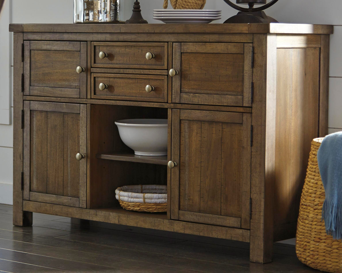 Moriville Dining Server - D631-60 - product view or room setting; only dining room storage included (supplier image 5)