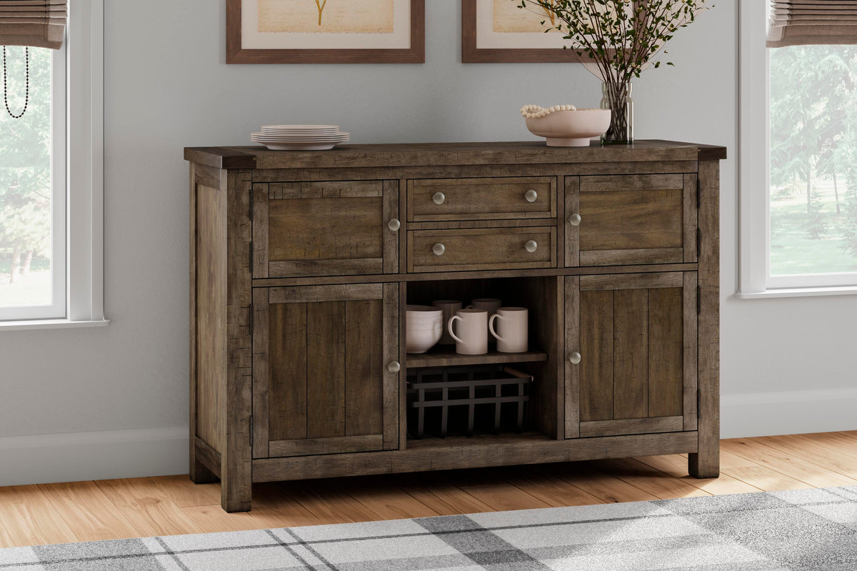 Moriville Dining Server - D631-60 - product view or room setting; only dining room storage included (supplier image 2)