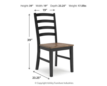 Wildenauer Dining Chairs (Set of 2) - D634-01X2 - approximate manufacturer dimensions (supplier image 11)