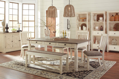 Bolanburg 6-Piece Dining Set - Table, 4 Chairs and Bench - 6 Piece - Table + 4 Chairs + Bench / Antique White / Brown - supplier product or included-component view (D647D2, image 43)