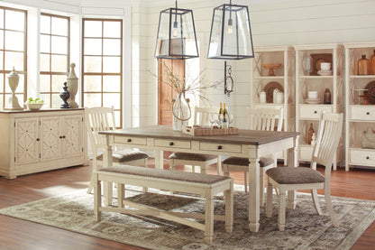 Bolanburg 6-Piece Dining Set - Table, 4 Chairs and Bench - 6 Piece - Table + 4 Chairs + Bench / Antique White / Brown - supplier product or included-component view (D647D2, image 40)