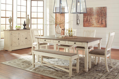 Bolanburg 6-Piece Dining Set - Table, 4 Chairs and Bench - 6 Piece - Table + 4 Chairs + Bench / Antique White / Brown - supplier product or included-component view (D647D2, image 42)