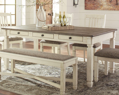 Bolanburg 6-Piece Dining Set - Table, 4 Chairs and Bench - 6 Piece - Table + 4 Chairs + Bench / Antique White / Brown - supplier product or included-component view (D647D2, image 48)