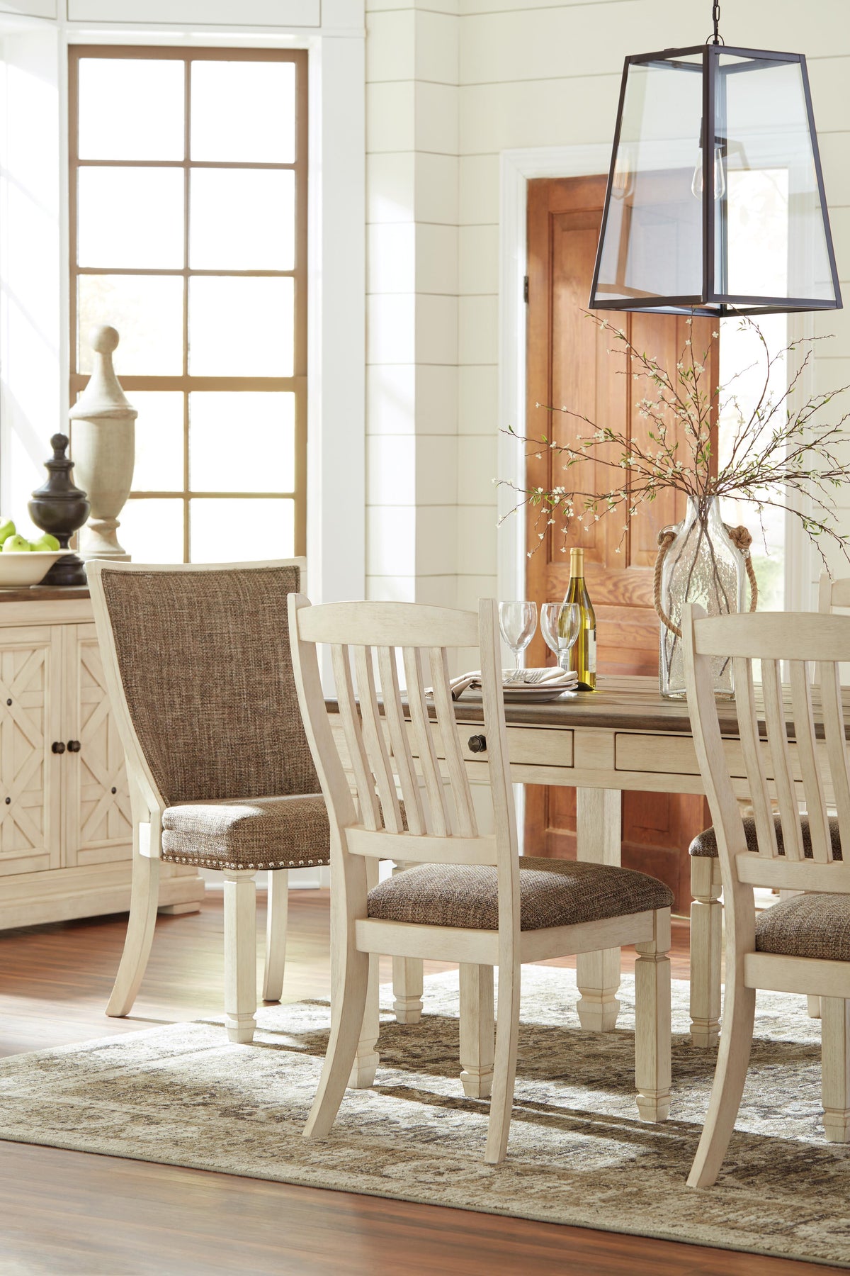 Bolanburg 6-Piece Dining Set - Table, 4 Chairs and Bench - 6 Piece - Table + 4 Chairs + Bench / Antique White / Brown - supplier product or included-component view (D647D2, image 50)